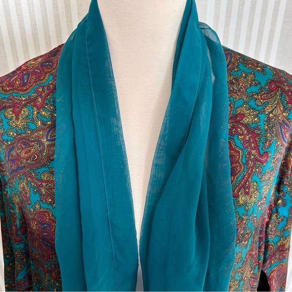 Victoria's Secret Vintage Gold Label Turquoise  Paisley Robe Size Medium - Picture 4 of 11